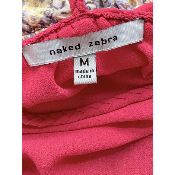 Naked Zebra Braided Back Bright Pink Lined Tank Top M - Picture 6 of 6